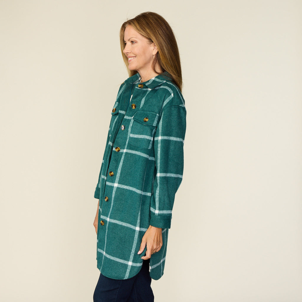 Windowpane Plaid Longline Shacket