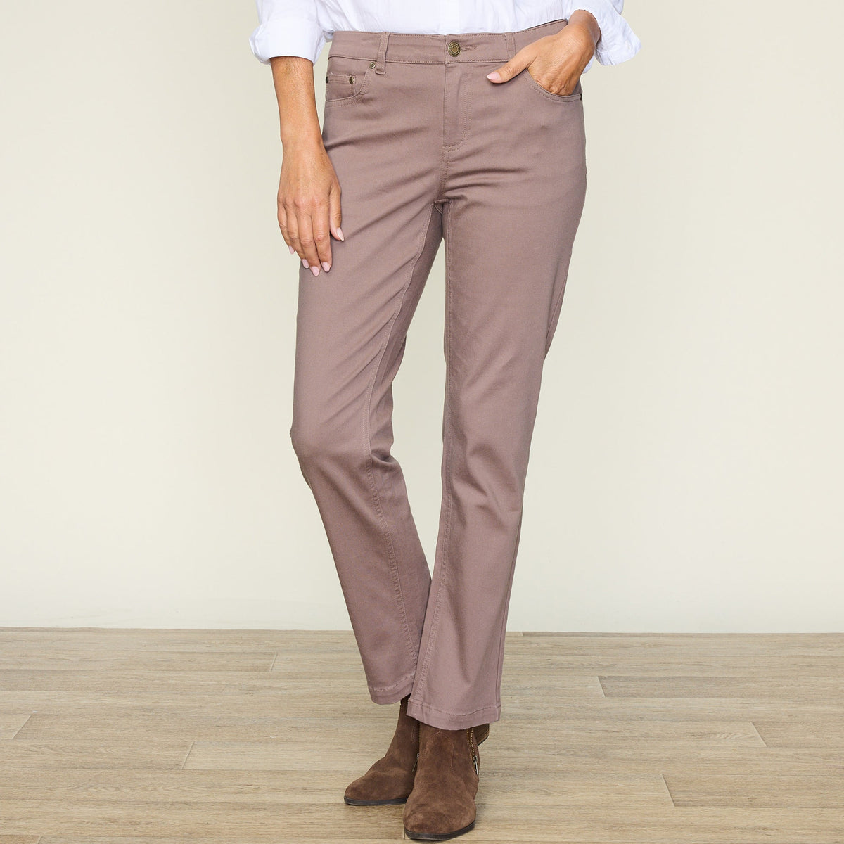 Shaped Fit Straight Leg Colored Denim Pant