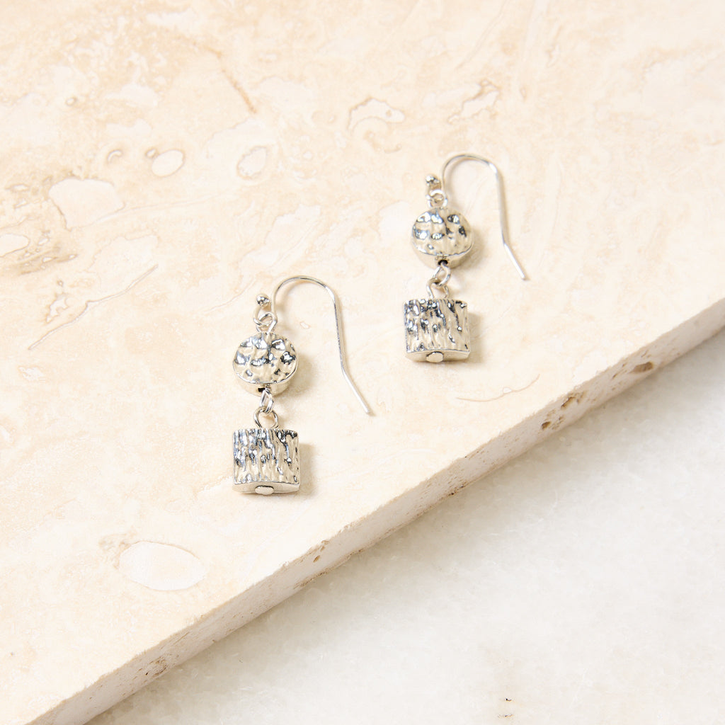 Metal Hammered Drop Earrings