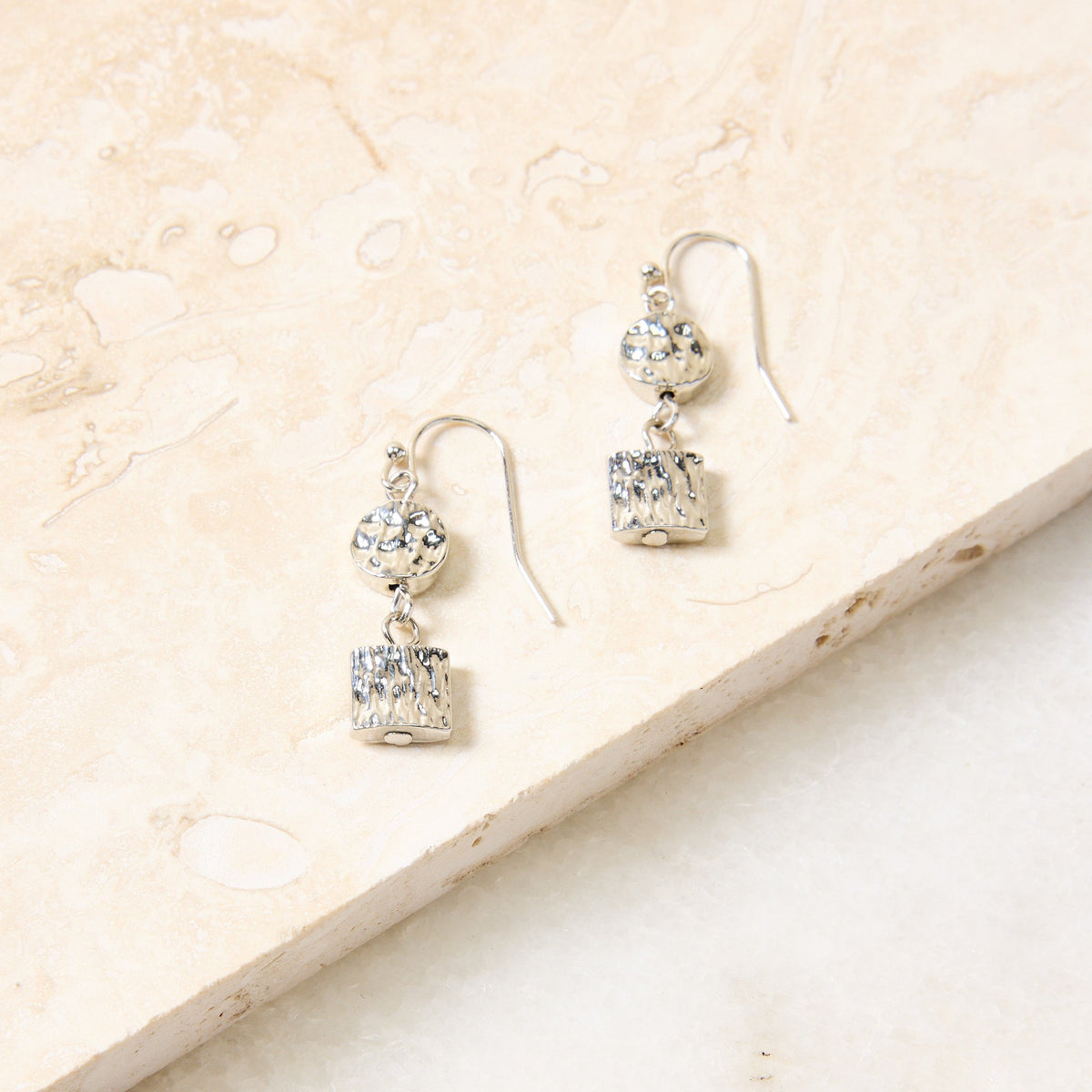 Metal Hammered Drop Earrings