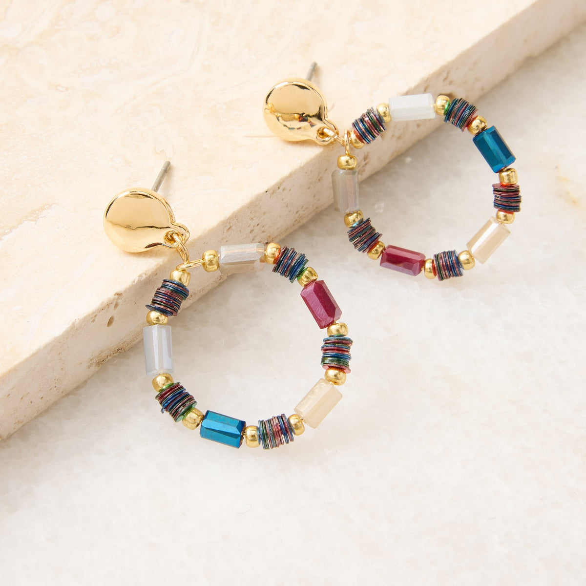 Mutli Beaded Colored Post Back Earrings