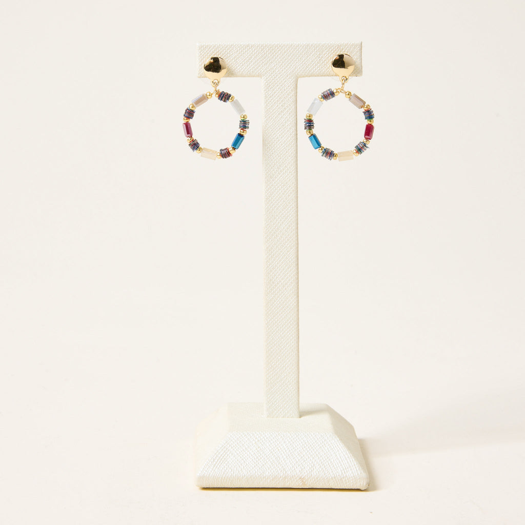 Mutli Beaded Colored Post Back Earrings