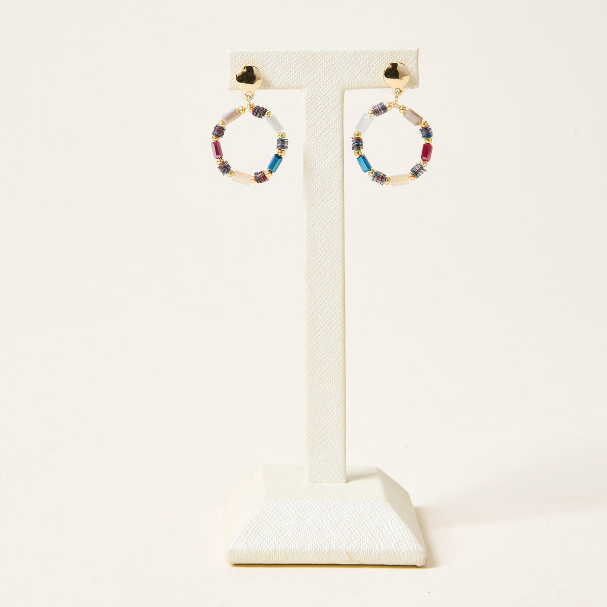 Mutli Beaded Colored Post Back Earrings