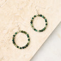 Multi Green Beaded Drop Hoop Earrings