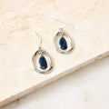 Blue Metal Oval Drop Fishhook Earrings