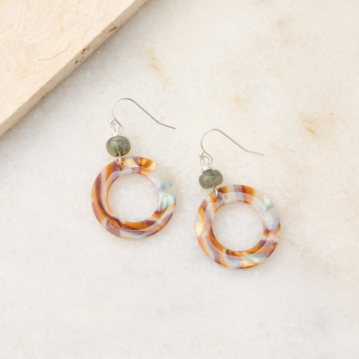 Multi Color Circle Drop Fishhook Earrings