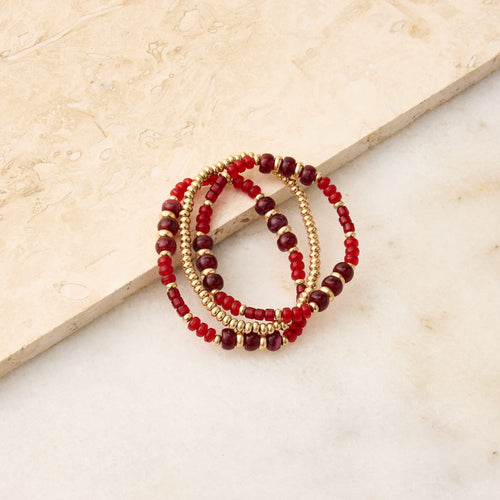 Beaded Red Bracelet Set