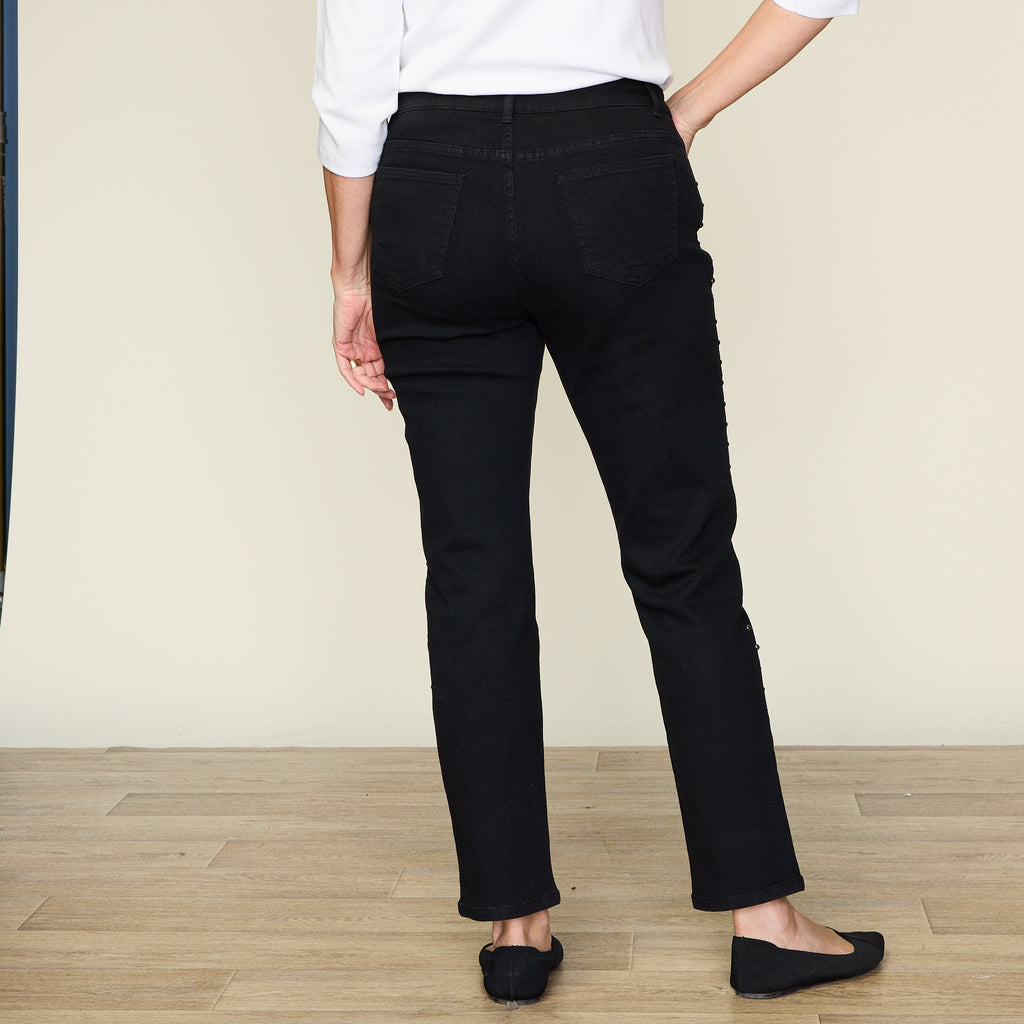 Shaped Fit Straight Leg Stud Detail Jean