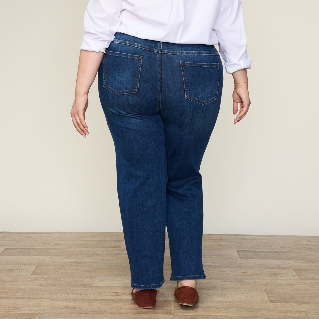 Studio Essentials Pull-On Fit Straight Ankle Jean - Dark Wash
