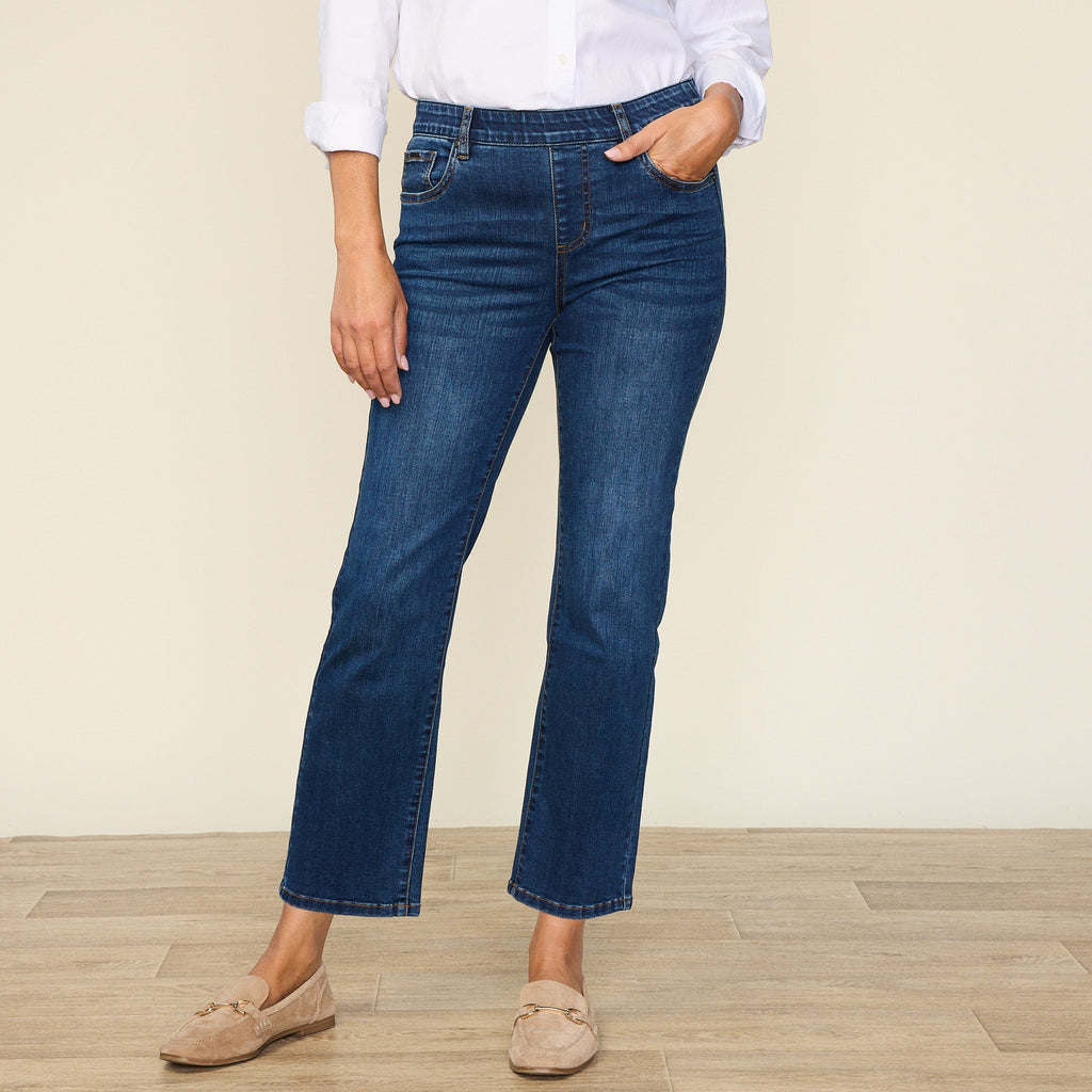Studio Essentials Pull-On Fit Straight Ankle Jean - Dark Wash