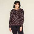 Leopard Double Knit Long Sleeve Sweater