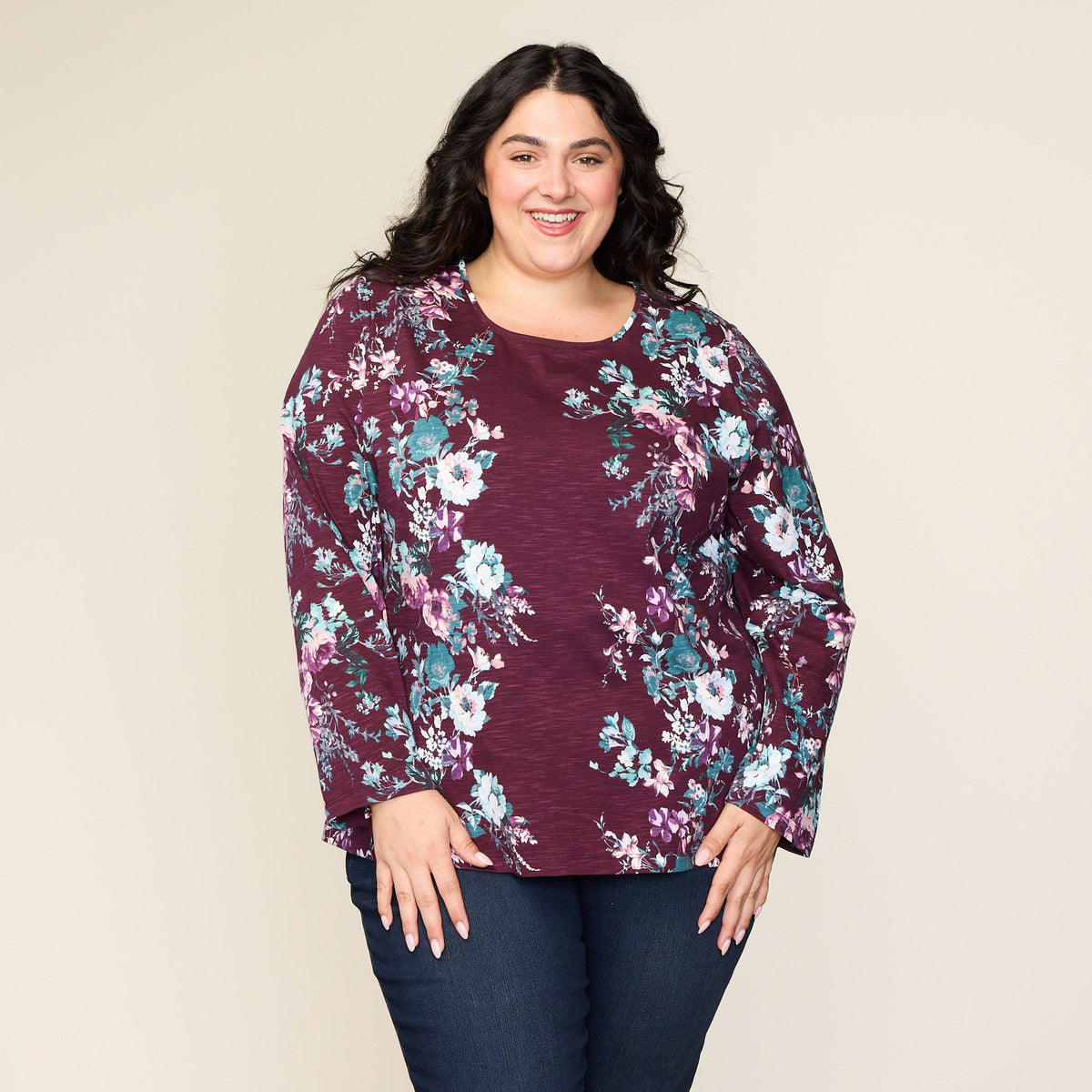 Romanic Floral Print Long Sleeve Tee