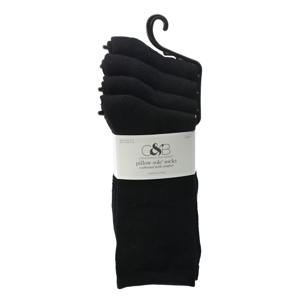 Grey and Black Pillow Sole 4 Pack Crew Socks