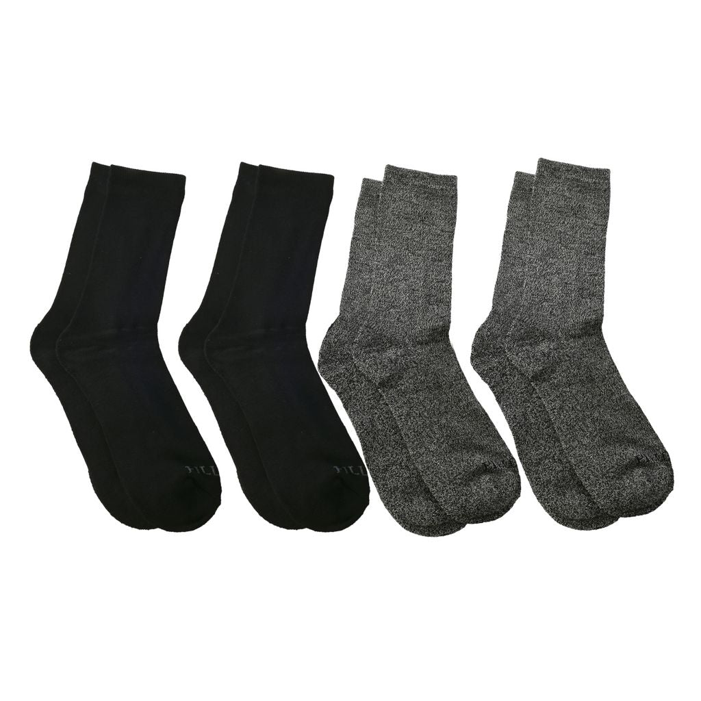 Grey and Black Pillow Sole 4 Pack Crew Socks
