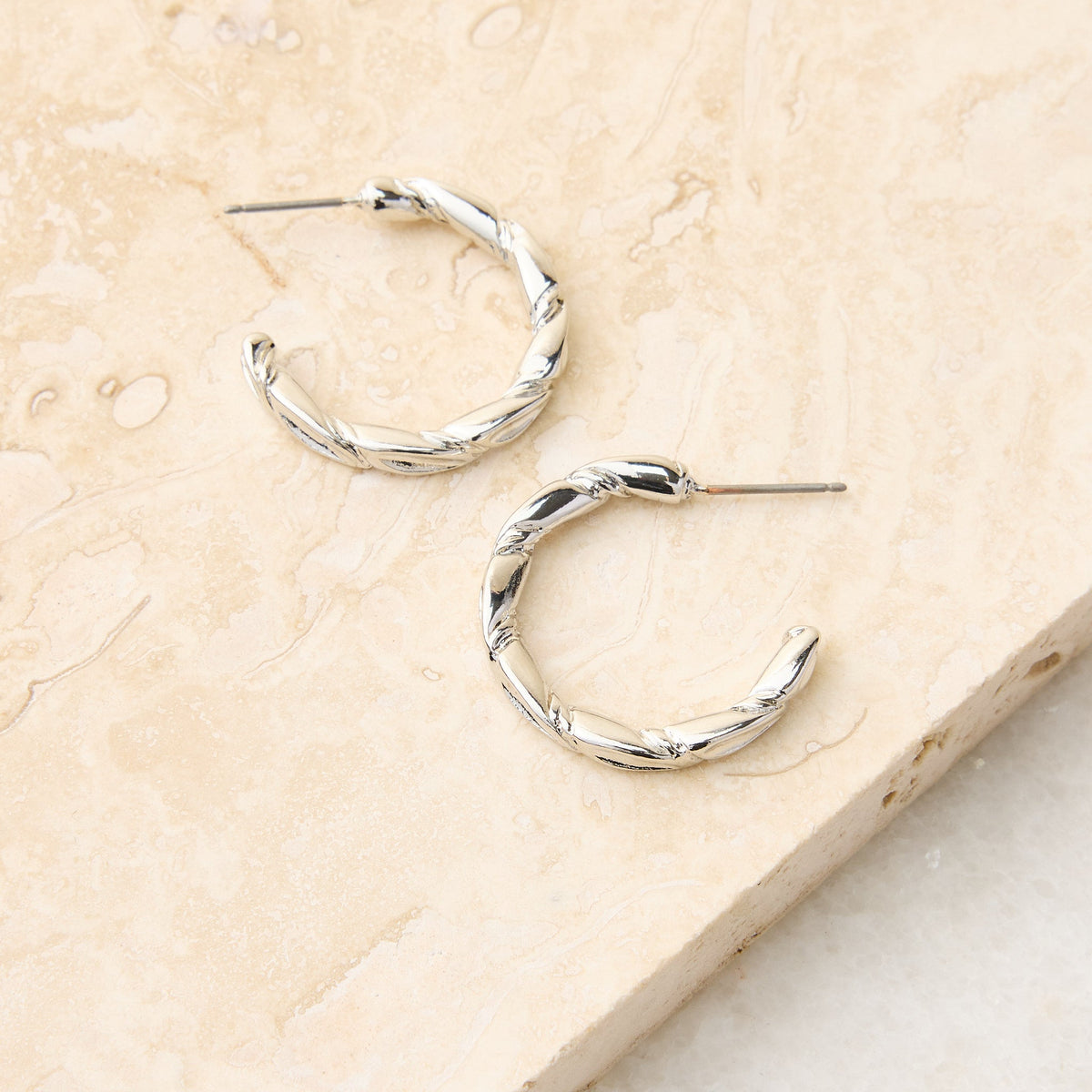 Dainty Post Back Half Hoop Metal Earrings