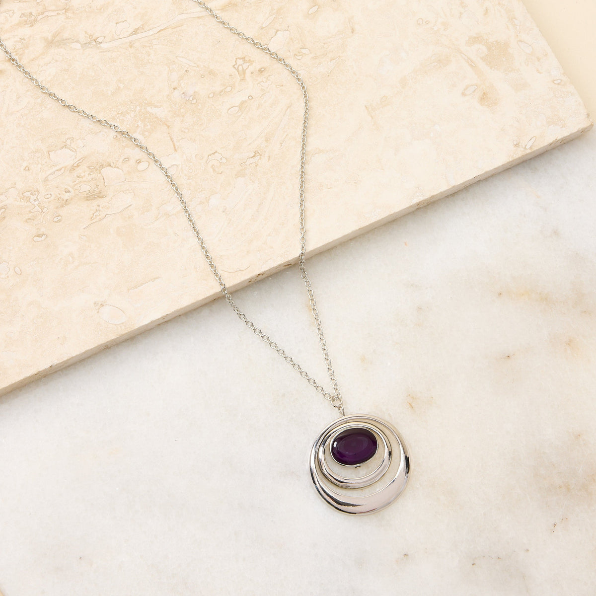 Double Circle Long Pendant Necklace