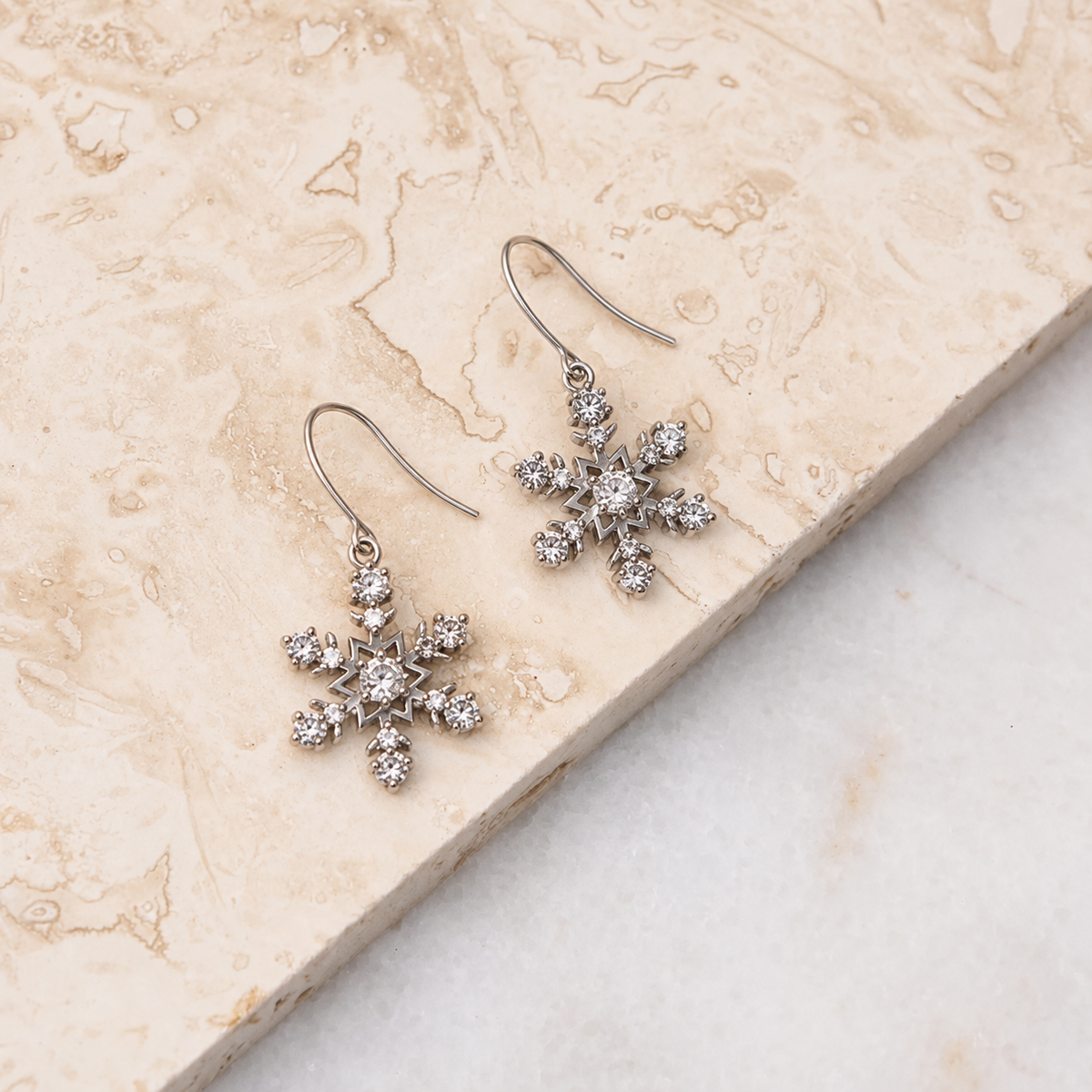 Snowflake Fish Hook Earrings