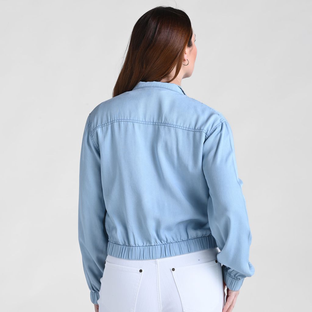 Baccini Chambray Zip Front Bomber Jacket