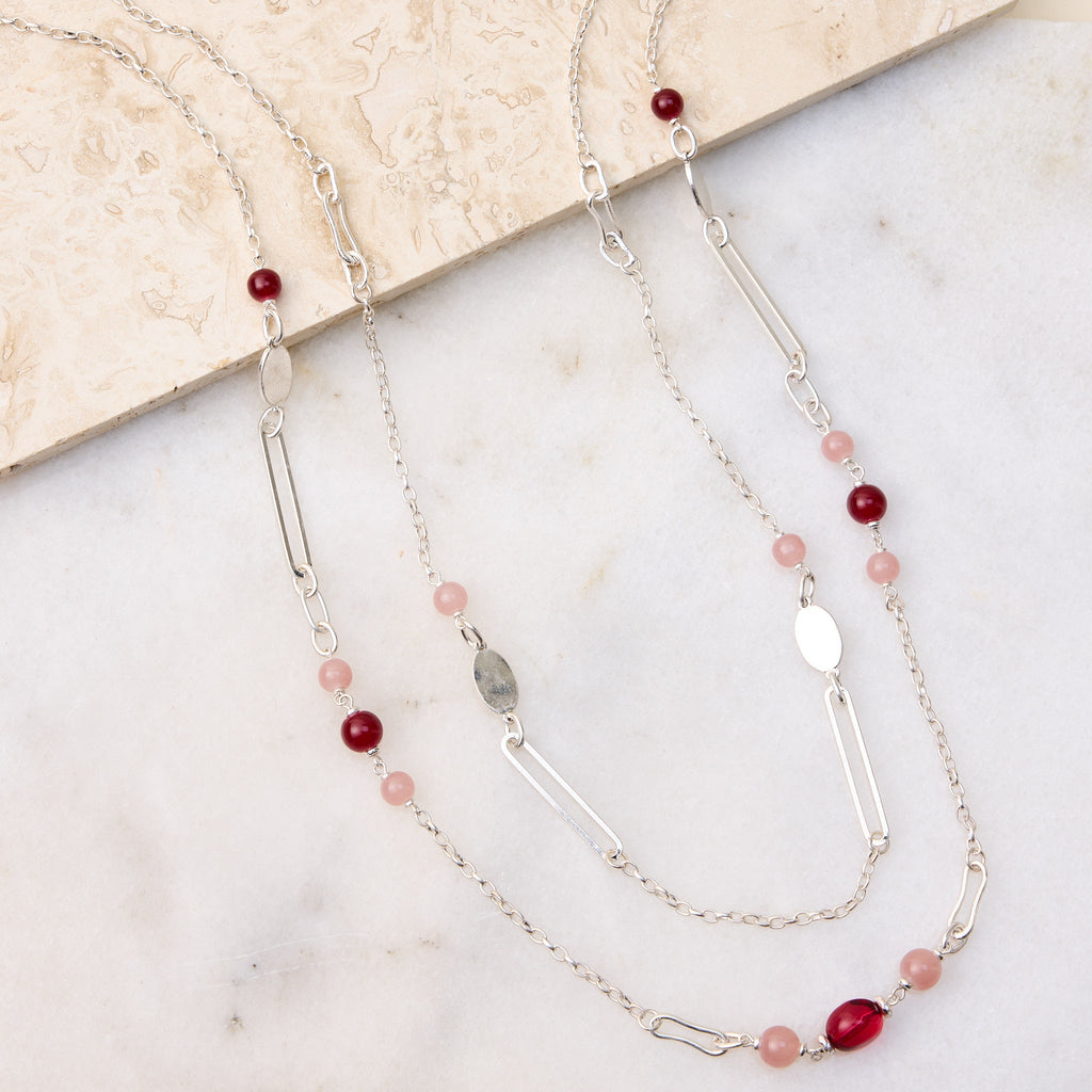 Long Beaded Chain Necklace
