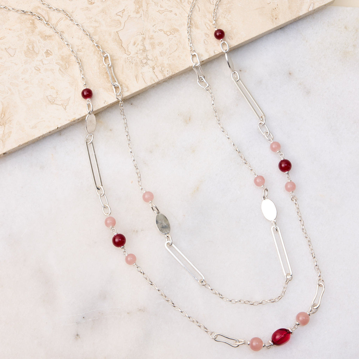 Long Beaded Chain Necklace