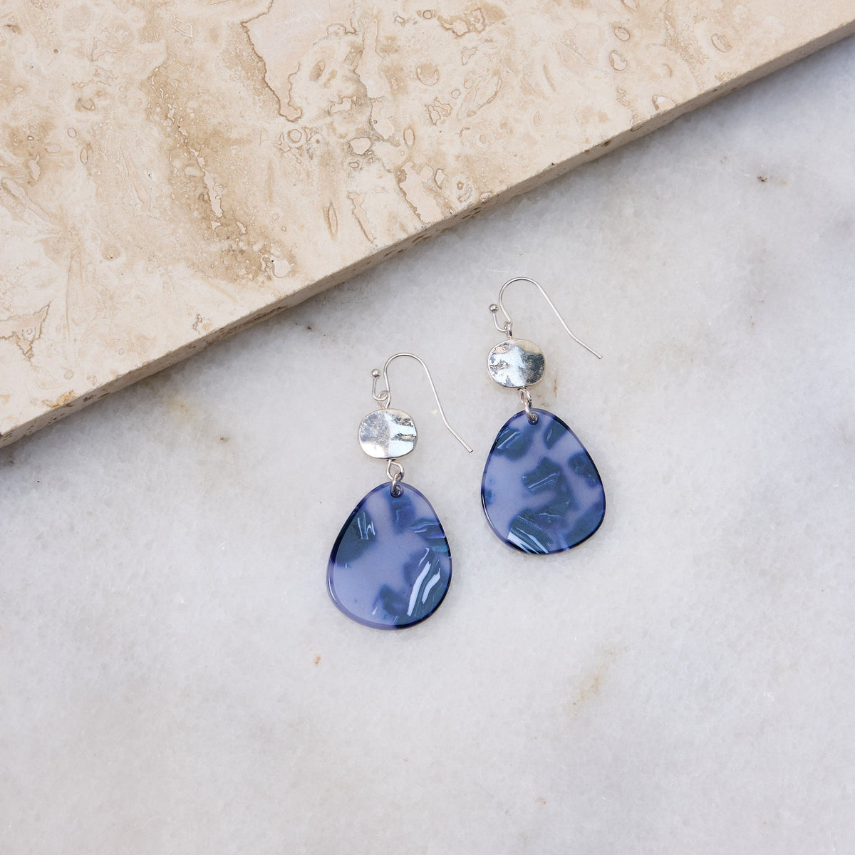 Blue Drop Fish Hook Earrings