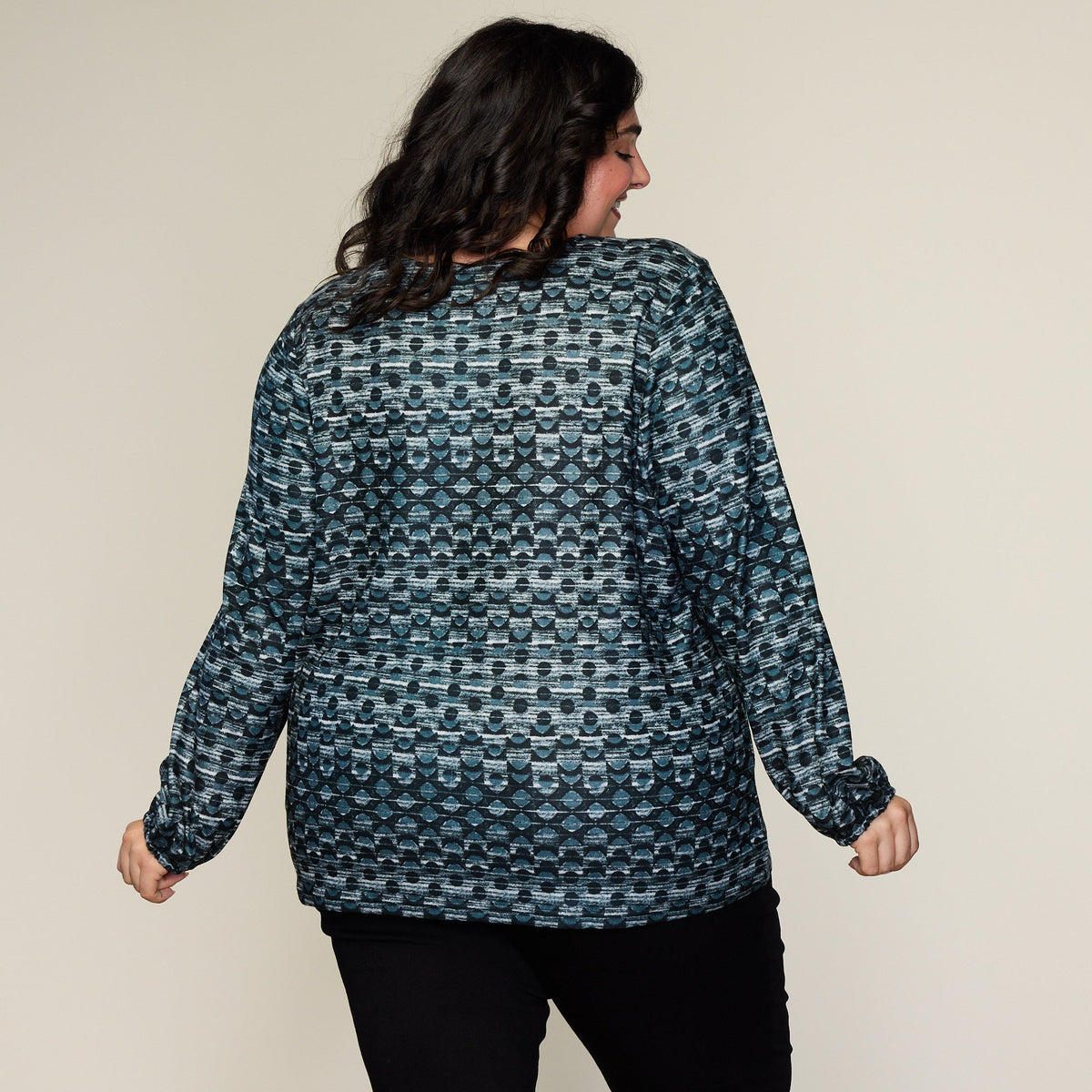 Dot Print Lace Up Neckline Top