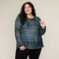 Dot Print Lace Up Neckline Top