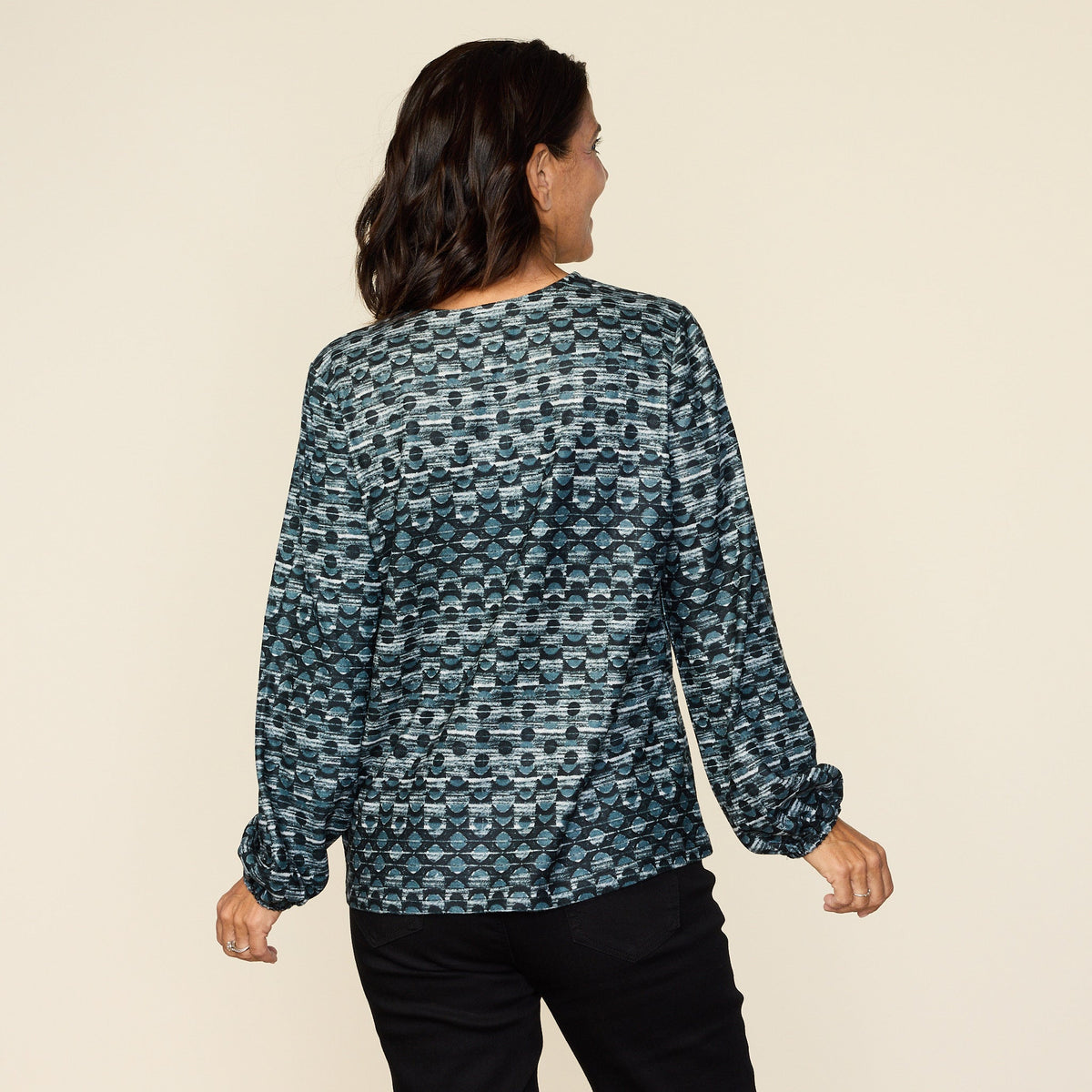 Dot Print Lace Up Neckline Top