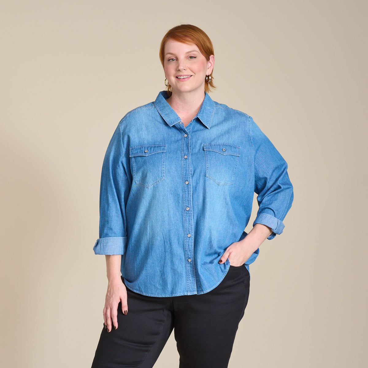 Chambray Snap Front Shirt