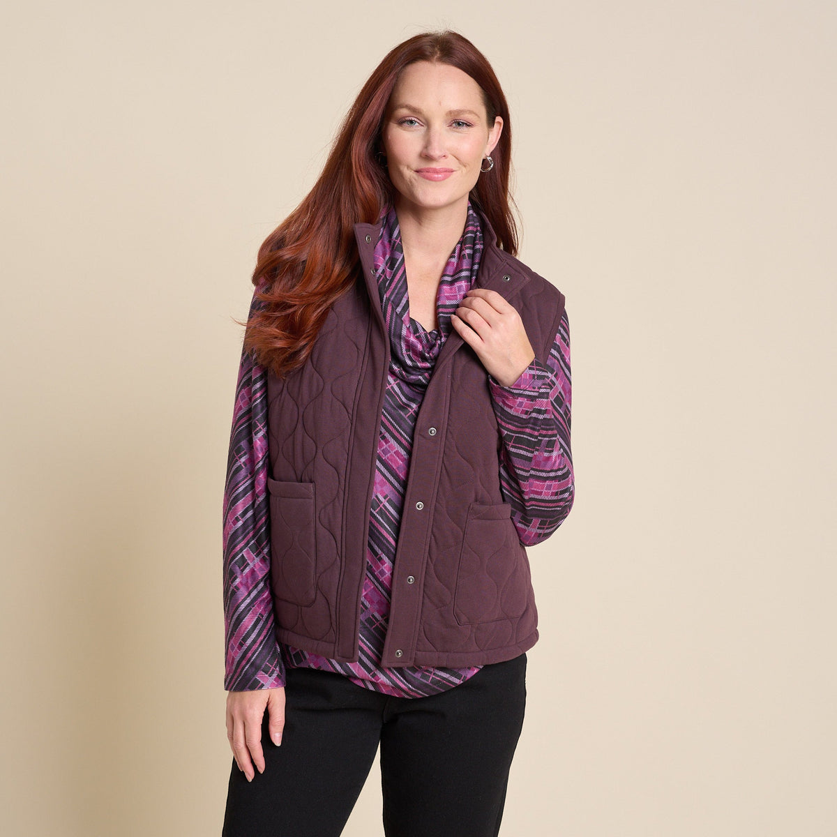 Relaxed Restyled Quilted Knit Vest