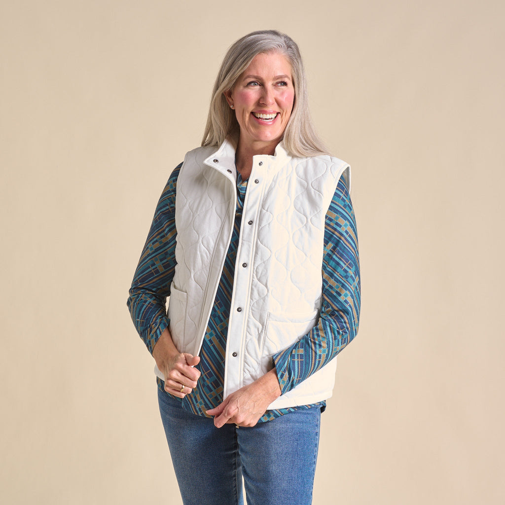 Relaxed Restyled Quilted Knit Vest