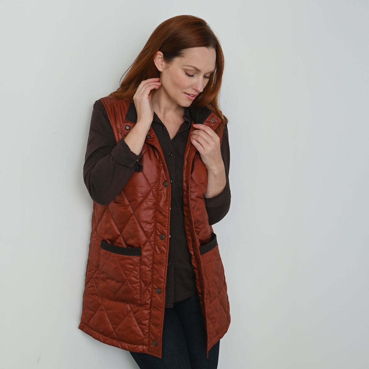 Corduroy Collared Quilted Vest