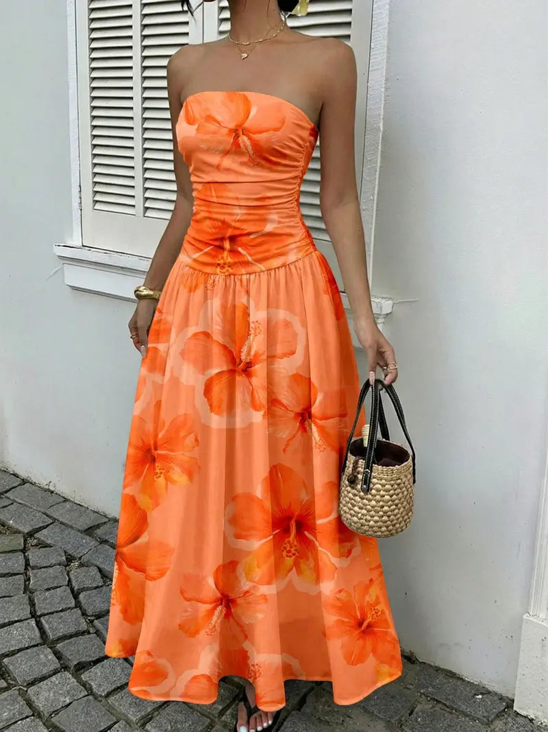 Women's Elegant Chic Fashion Polka Dot Print Halter Dress