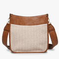 Jen & Co. Taupe Chloe Top Zipper Crossbody with Guitar Strap