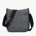 Jen & Co. Washed Black Chloe Top Zipper Crossbody with Guitar Strap